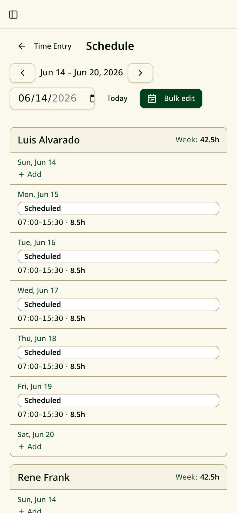 Mobile schedule